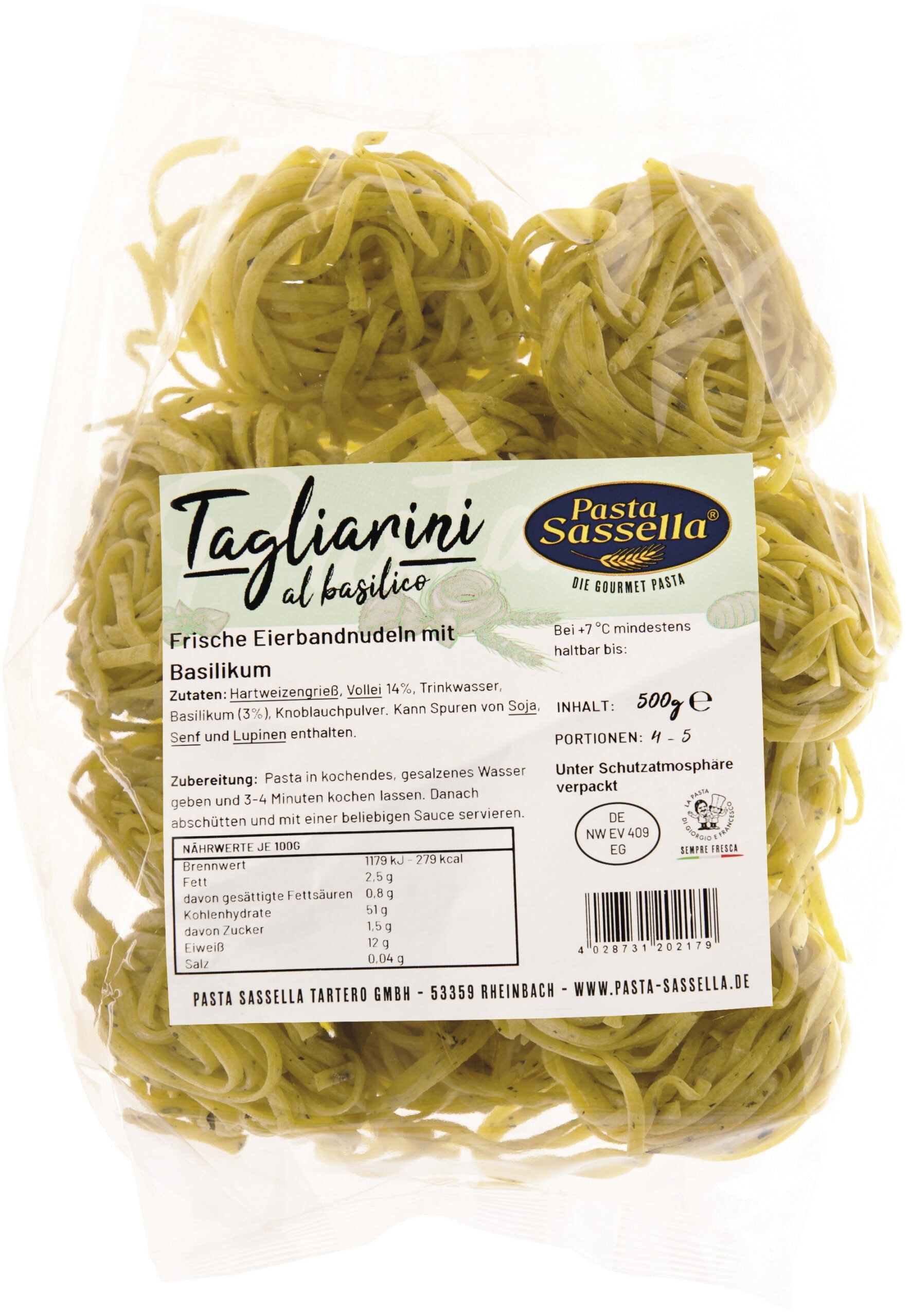 Tagliarini al basilio Frische Eierbandnudeln mit Basilikum 1